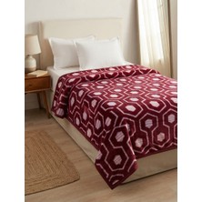 F.ACAR Home Collection Tek Kişilik Geometrik Altıgen Desenli Pelüş Battaniye (160X220 cm