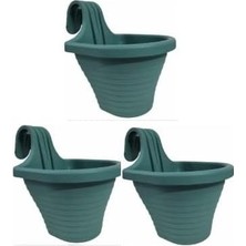 SBN - Store Prime Tom1 Askılı Balkon Saksı Seti, 20 cm Boy, 3 Litre Hacim, 3 Adet Yeşil