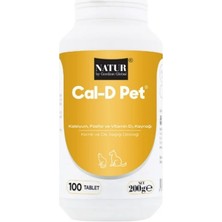 Natur Cal-D Pet Kedi Köpek Kemik Diş ve Iskelet Sağlığı Desteği Kalsiyum Tablet 100 Tb