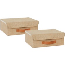 Die Grup Ocean Home Textile 2'li Jüt Kapaklı Kutu Set 30 x 23 x 11 cm