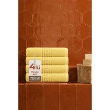 Anılsan 4'lü Greek Beyaz Banyo Havlusu - 70x140 Cm, 490 Gr, %100pamuk, Spa Ve Otel Havlusu