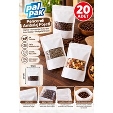 Palpak Pencereli Kilitli Poşet – Kahve, Kuruyemiş ve Gıda Ambalajı (13X20 Cm) 20 Adet