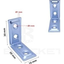 SBN - Store Prime Mr.bracket 25 Ad. L Demir Gönye Köşebent 16X30X30MM- Mobilya Dolap Raf Masa Köşe Bağlantı Birleştirme Sabitleme Aparatı