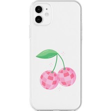Mobilpad iPhone 11 Uyumlu Kiraz Desenli Şeffaf Telefon Kılıfı