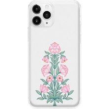Mobilpad iPhone 11 Pro Max Uyumlu Çiçek Desenli Şeffaf Telefon Kılıfı