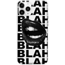 Mobilpad iPhone 11 Pro Uyumlu Blah Dudak Desenli Şeffaf Telefon Kılıfı