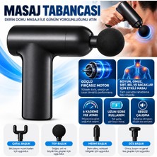 Feddy Darbeli Titreşim Şarjlı 4 Başlıklı Masaj Tabancası Mini Sporcu Masaj Aleti Fırçasız Motor 6 Kademe Type-C Derin Doku