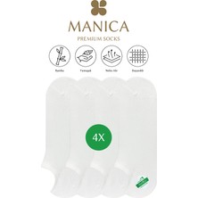 MANICA Erkek Bambu Sneaker Çorap 4 Çift - Beyaz