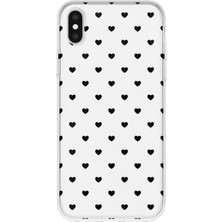 Mobilpad iPhone Xs Max Uyumlu Minik Kalpler Desenli Şeffaf Telefon Kılıfı
