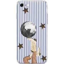 Mobilpad iPhone 7/8/se Uyumlu Disco Topu Desenli Şeffaf Telefon Kılıfı