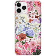 Mobilpad iPhone 11 Pro Uyumlu Çiçekler Desenli Şeffaf Telefon Kılıfı