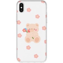 Mobilpad iPhone Xs Max Uyumlu Sevimli Ayıcık Desenli Şeffaf Telefon Kılıfı