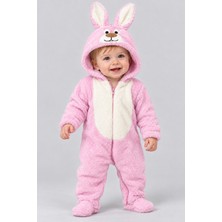 BEBEKİZ Bebek Welsoft Peluş Tavşan Kulaklı Tulum Kapüşonlu Fermuarlı Patikli Kışlık Astronot Uyku Tulumu Unisex 3-12 Ay
