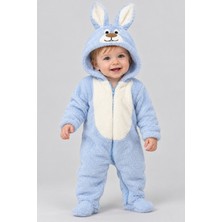 BEBEKİZ Bebek Welsoft Peluş Tavşan Kulaklı Tulum Kapüşonlu Fermuarlı Patikli Kışlık Astronot Uyku Tulumu Unisex 3-12 Ay
