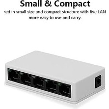 SBN - Store Prime Nr3 5 Port LED Işıklı Switch 100MBPS Ethernet Internet Dağıtıcı Ağ Hub Ev Ofis Için
