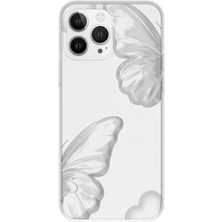 Mobilpad iPhone 12 Pro Max Uyumlu Kelebek Desenli Şeffaf Telefon Kılıfı