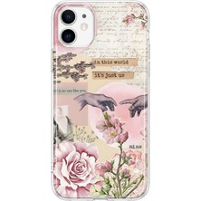Mobilpad iPhone 12 Mini Uyumlu Kolaj Desenli Şeffaf Telefon Kılıfı