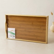 Mabelme Store Bambu Dikdörtgen Sunum Tepsisi 50X30 cm Ayaklı