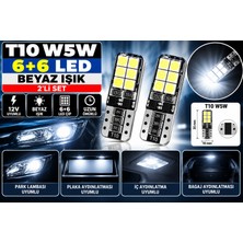 Taşıt Parçaları T10 W5W 6+6 LED Beyaz Ampul 12V Park Plaka Iç Aydınlatma Bagaj Lambası 2'li Set