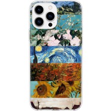 Mobilpad iPhone 13 Pro Uyumlu Van Gogh Desenli Şeffaf Telefon Kılıfı