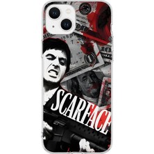 Mobilpad iPhone 13 Mini Uyumlu Scarface Desenli Şeffaf Telefon Kılıfı