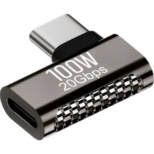 Keepro 100W USB C 90 Derece L Tipi Adaptör 20GBPS Veri Aktarımı 8k Ultra Hd Görüntü Destekli