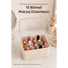 Vienev 15 Bölmeli Organizer Şeffaf Kapaklı Makyaj Kozmetik Ruj Gloss Düzenleyici Çok Amaçlı Saklama Kutusu