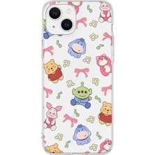 Mobilpad iPhone 13 Uyumlu Winnie Kolaj Desenli Şeffaf Telefon Kılıfı