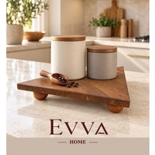 Evva Home Üçgen Top Ayaklı Ahşap Dekoratif Sunumluk ve Servis Tepsisi