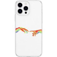 Mobilpad iPhone 13 Pro Max Uyumlu Eller Desenli Şeffaf Telefon Kılıfı