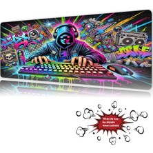 Urzuva Cyber Graffiti 90X40 4mm Kalınlık Premium Gaming Oyuncu Mousepad, Anti Slip Xxl Mouse Pad