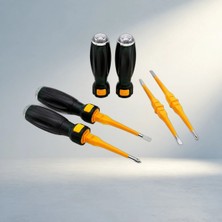 Birsence Ergonomik Saplı 2'in1 Düz ve Yıldız Uç Kontrol Kalemi Tornavida Modeli