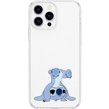 Mobilpad iPhone 13 Pro Max Uyumlu Stitch Desenli Şeffaf Telefon Kılıfı