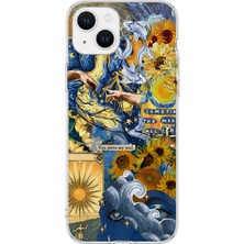Mobilpad iPhone 14 Uyumlu Van Gogh Kolaj Desenli Şeffaf Telefon Kılıfı