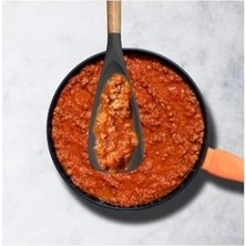 SBN - Store Prime 1ADET Silikon Kaşık (2si 1 Arada) Spatula Yapışmaz,siyah