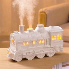 Kawin Cover Zone Buhar Treni Görünümlü 300ML Hava Nemlendirici Difüzör | Çift Nozullu Güçlü Soğuk Buhar | Dekoratif Masaüstü Ofis ve Yatak Odası Nem Makinesi | 24CM x 13CM | TD77 (Beyaz)