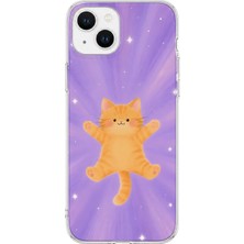 Mobilpad iPhone 14 Uyumlu Sevimli Kedi Desenli Şeffaf Telefon Kılıfı