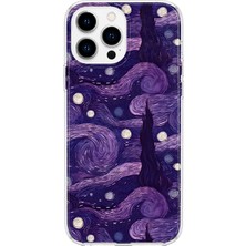 Mobilpad iPhone 14 Pro Uyumlu Van Gogh Desenli Şeffaf Telefon Kılıfı