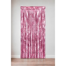 Patladı Gitti Pembe Metalize Arka Fon Kapı Perdesi 100X200 Cm Işıltılı Tasarım