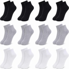 Mabelme Store Erkek Kısa Konç Çorap 12'li Paket, %80 Pamuklu, Dikişsiz Burun, Nefes Alan Yumuşak Bilek Çorabı, Siyah Gri Beyaz