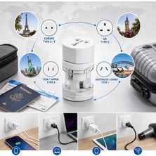 Str Store Uluslar Arası Adaptör Evrensel Priz-Fiş 4 Lü Çevirici Hepsi Bir Arada Seyahat Adaptörü Universal Travel Adapter All-In-One Avrupa Ingiltere Abd Japonya Avusturalya Çin