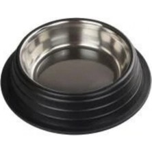 Oripet Kabartma Çizgili Siyah Çelik Kedi Mama Kabı 16 Oz-15.5cm