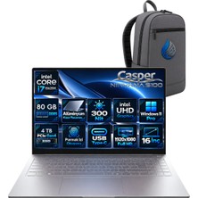 Casper Nirvana S100 I7-13620H 80 GB Ddr5 4 Tb SSD Intel Graphics 16'' Fhd IPS Windows 11 Pro S100.1362-BF00XRNP32