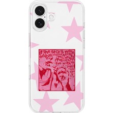 Mobilpad iPhone 16 Plus Uyumlu Yıldız Desenli Şeffaf Telefon Kılıfı