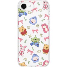 Mobilpad iPhone 16E Uyumlu Winnie Kolaj Desenli Şeffaf Telefon Kılıfı