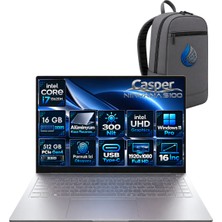 Casper Nirvana S100 I7-13620H 16 GB Ddr5 512 GB SSD Intel Graphics 16'' Fhd IPS Windows 11 Pro S100.1362-BF00XRNP05