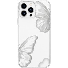 Mobilpad iPhone 16 Pro Uyumlu Kelebek Desenli Şeffaf Telefon Kılıfı