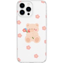 Mobilpad iPhone 15 Pro Uyumlu Sevimli Ayıcık Desenli Şeffaf Telefon Kılıfı