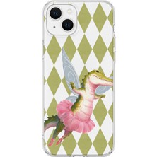 Mobilpad iPhone 15 Uyumlu Timsah Desenli Şeffaf Telefon Kılıfı