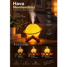 Feddy Gezegen Hava Nemlendirici - 200ML Type-C Girişli Ahşap Standlı Işıklı Aroma Difüzörü